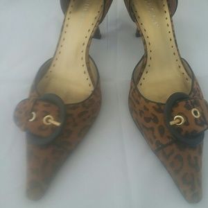 Faux Suede leopard kitten heels